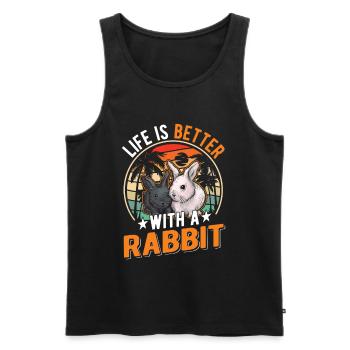 La vie est meilleure avec un lapin Häschen Kaninchen - Débardeur bio Premium Homme - noir - Devant - Michal (187cm)