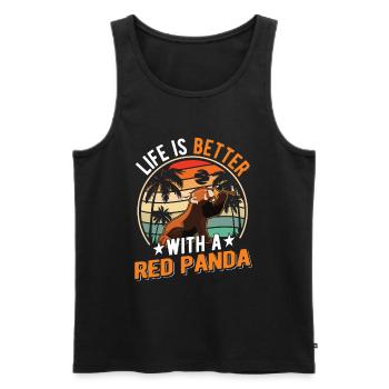 La vie est meilleure avec un panda roux roter panda - Débardeur bio Premium Homme - noir - Devant - Michal (187cm)