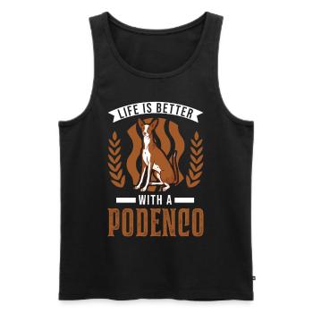 Life is better with a Podenco Spanish Greyhound - Men's Premium Organic Tank Top - black - Front - AI Model Male 178 light (178cm)