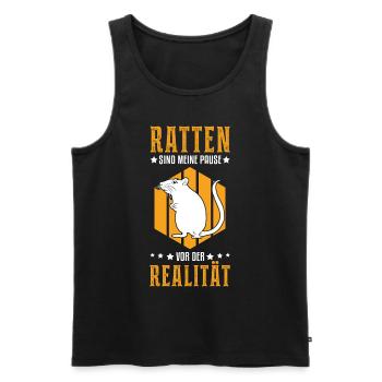 Ratten sind meine Pause vor der Realität - Männer Premium Bio Tank Top - Schwarz - Vorne - AI Model Male 178 light (178cm)
