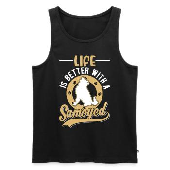 Life is better with a Samoyed Samojede - Men's Premium Organic Tank Top - black - Front - Michal (187cm)