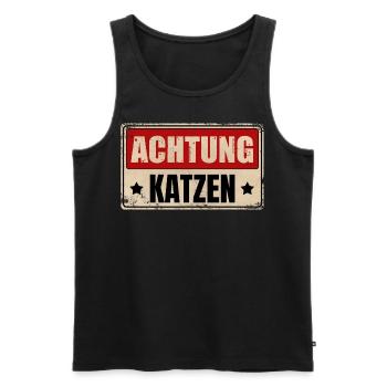 ACHTUNG KATZEN - Männer Premium Bio Tank Top - Schwarz - Vorne - Michal (187cm)