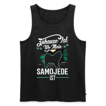 Zuhause ist wo mein Samojede ist Samojede - Männer Premium Bio Tank Top - Schwarz - Vorne - AI Model Male 178 light (178cm)