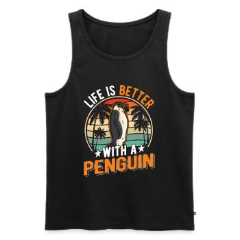 Life is better with a Penguin Pinguin - Männer Premium Bio Tank Top - Schwarz - Vorne - Michal (187cm)