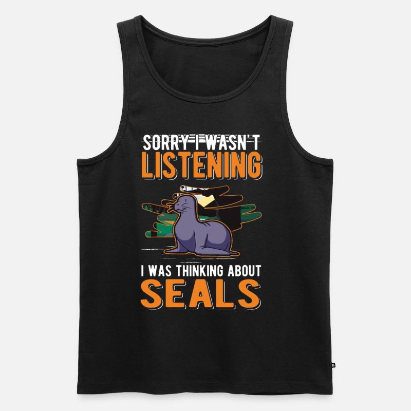 Robbe Geschenk Seelöwe - Männer Premium Bio Tank Top - Schwarz