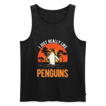 J’aime vraiment Penguins Penguin - Débardeur bio Premium Homme - noir - Devant - AI Model Male 178 light (178cm)