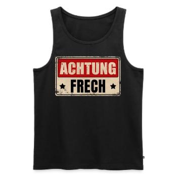 ACHTUNG FRECH - Männer Premium Bio Tank Top - Schwarz - Vorne - AI Model Male 178 light (178cm)
