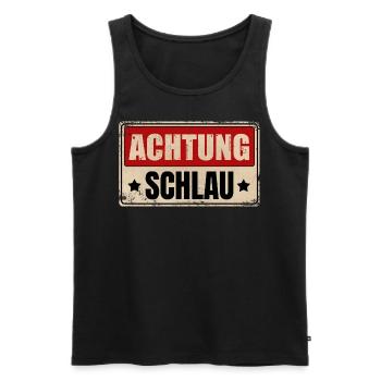 ACHTUNG SCHLAU - Männer Premium Bio Tank Top - Schwarz - Vorne - AI Model Male 178 light (178cm)