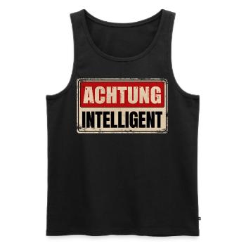ACHTUNG INTELLIGENT - Männer Premium Bio Tank Top - Schwarz - Vorne - Michal (187cm)