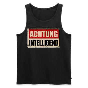 ACHTUNG INTELLIGEND - Männer Premium Bio Tank Top - Schwarz - Vorne - Michal (187cm)