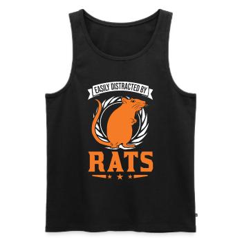 Easily distracted by Rats Ratte - Männer Premium Bio Tank Top - Schwarz - Vorne - AI Model Male 178 light (178cm)