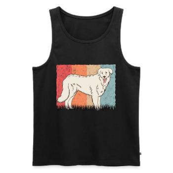 Kuvasz Retro Kuvasz Besitzer Vintage - Männer Premium Bio Tank Top - Schwarz - Vorne - Michal (187cm)