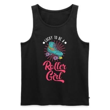 Lucky to be a Roller Girl Rollschuhe - Männer Premium Bio Tank Top - Schwarz - Vorne - AI Model Male 178 light (178cm)