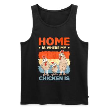 Poulets Fermier à domicile Poulet - Débardeur bio Premium Homme - noir - Devant - Michal (187cm)