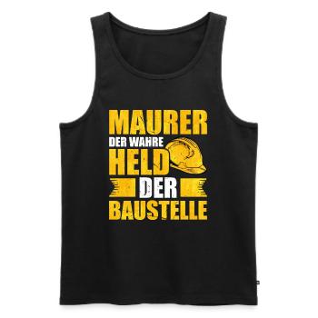Maurer Der wahre Held der Baustelle Mauerer - Männer Premium Bio Tank Top - Schwarz - Vorne - Michal (187cm)