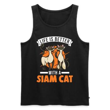 Life is better with a Siam Cat Siamkatze - Men's Premium Organic Tank Top - black - Front - AI Model Male 178 light (178cm)