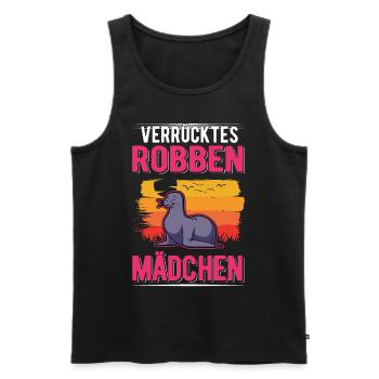 Verrücktes Robbe Mädchen Seelöwe - Männer Premium Bio Tank Top - Schwarz - Vorne - Michal (187cm)