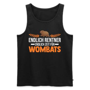 Endlich Rentner Endlich Zeit für Wombats - Männer Premium Bio Tank Top - Schwarz - Vorne - AI Model Male 178 light (178cm)
