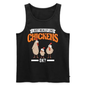 J’aime vraiment Les poulets ok Hühner - Débardeur bio Premium Homme - noir - Devant - AI Model Male 178 light (178cm)