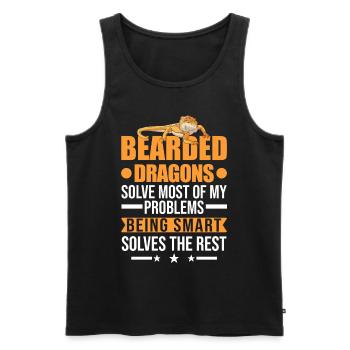 Dragon barbu disant dragon barbu - Débardeur bio Premium Homme - noir - Devant - Michal (187cm)