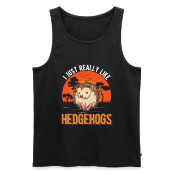 J’aime vraiment Hedgehogs Hedgehogs Hedgehog - Débardeur bio Premium Homme - noir - Devant - Michal (187cm)