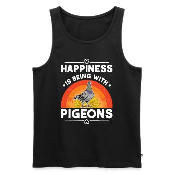 Happiness is being with Pigeons Taube - Men's Premium Organic Tank Top - black - Front - Michal (187cm)