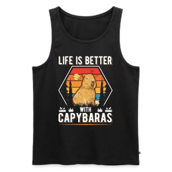 La vie est meilleure avec CapybarasBarabara - Débardeur bio Premium Homme - noir - Devant - Michal (187cm)