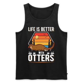 La vie est meilleure avec Otters Otter Sea Otter - Débardeur bio Premium Homme - noir - Devant - Michal (187cm)