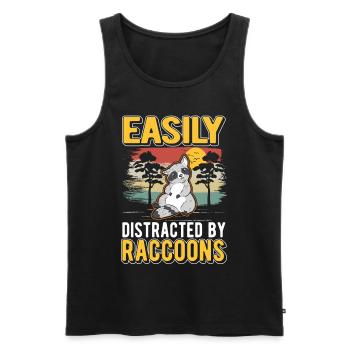Facilement distrait par Raccoons Raccoons Raccoons Raccoon - Débardeur bio Premium Homme - noir - Devant - Michal (187cm)