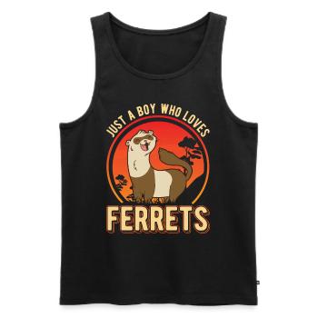 Just a Boy who loves Ferrets Frettchen - Men's Premium Organic Tank Top - black - Front - Michal (187cm)