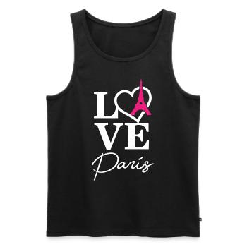 Love Paris Tour Eiffel Français France - Débardeur bio Premium Homme - noir - Devant - Michal (187cm)
