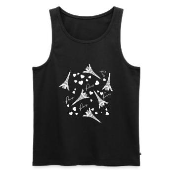 Tour Eiffel Paris France Bonjour - Débardeur bio Premium Homme - noir - Devant - Michal (187cm)