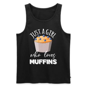 Muffin une fille aime muffins pâtisseries sucrées - Débardeur bio Premium Homme - noir - Devant - Michal (187cm)