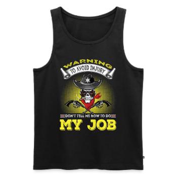 Warning Sheriff at work - Men's Premium Organic Tank Top - black - Front - AI Model Male 178 light (178cm)
