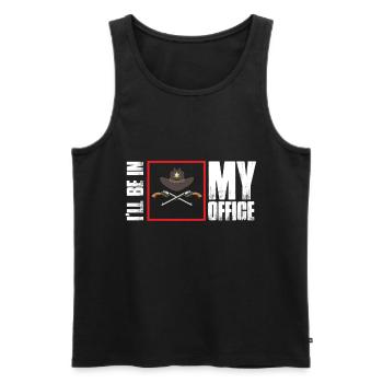 Sheriff Revolver Sheriffstern in the office - Men's Premium Organic Tank Top - black - Front - AI Model Male 178 light (178cm)