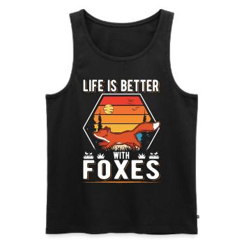 La vie est meilleure avec Foxes Fuchs - Débardeur bio Premium Homme - noir - Devant - Michal (187cm)
