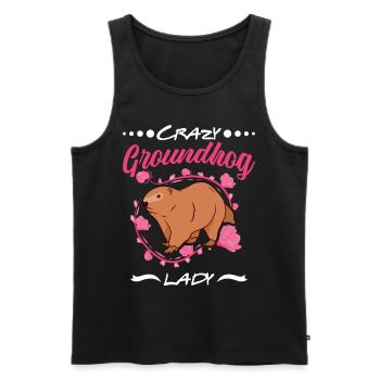 Verrückte Murmeltier Frau Crazy Groundhog lady - Männer Premium Bio Tank Top - Schwarz - Vorne - Michal (187cm)