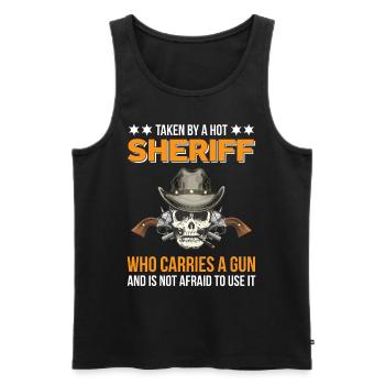 Sheriff with Revolver Badge Sheriffstern - Men's Premium Organic Tank Top - black - Front - AI Model Male 178 light (178cm)
