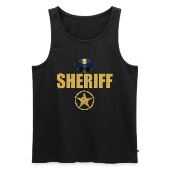 Sheriff Polizei Sheriffstern Abzeichen - Männer Premium Bio Tank Top - Schwarz - Vorne - Michal (187cm)