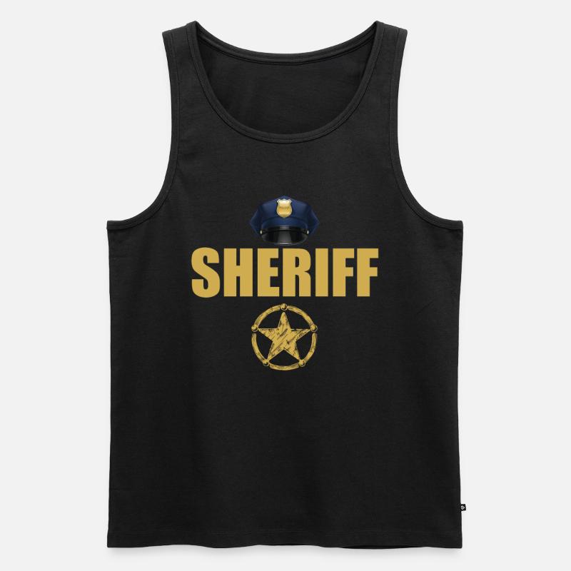 Sheriff Polizei Sheriffstern Abzeichen - Männer Premium Bio Tank Top - Schwarz
