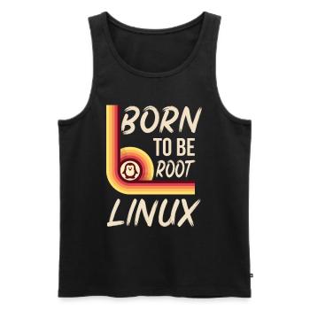 Linux Né pour être root Retro Admin Nerd Geek - Débardeur bio Premium Homme - noir - Devant - AI Model Male 178 light (178cm)