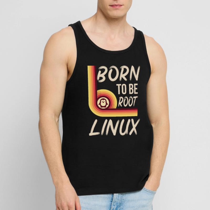 Linux Born to be root Retro Admin Nerd Geek Men's Premium Organic Tank Top