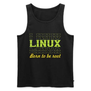 Linux Retro Vintage né pour être root pour les nerds - Débardeur bio Premium Homme - noir - Devant - AI Model Male 178 light (178cm)