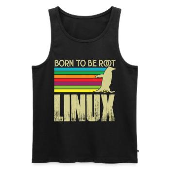 Linux Né pour être root Admin Linux - Débardeur bio Premium Homme - noir - Devant - AI Model Male 178 light (178cm)