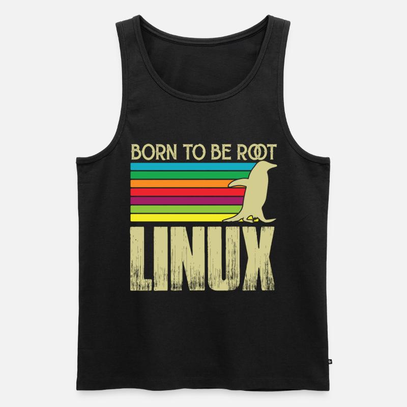 Linux Né pour être root Admin Linux - Débardeur bio Premium Homme - noir