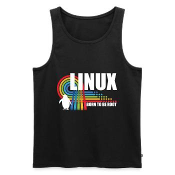 Né pour être Root Penguin Linux Nerd Coding Geek - Débardeur bio Premium Homme - noir - Devant - AI Model Male 178 light (178cm)
