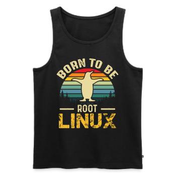 Né pour être Root Linux Nerd Admin Geek - Débardeur bio Premium Homme - noir - Devant - AI Model Male 178 light (178cm)