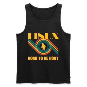 Né pour être Root Linux Retro Penguin Nerd Geek - Débardeur bio Premium Homme - noir - Devant - AI Model Male 178 light (178cm)