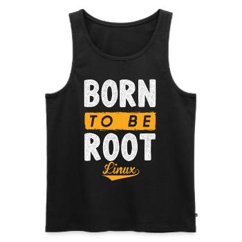 Linux né pour être Root Penguin Nerd Geek - Débardeur bio Premium Homme - noir - Devant - AI Model Male 178 light (178cm)
