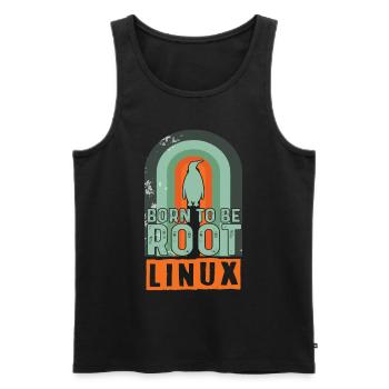 Né pour être Root Retro Linux Nerd Coding Geek - Débardeur bio Premium Homme - noir - Devant - AI Model Male 178 light (178cm)